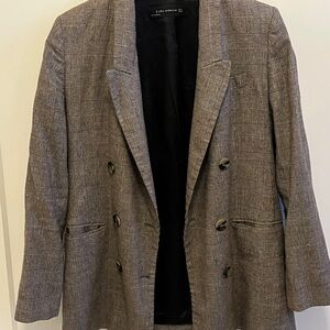 Zara Houndstooth Blazer in Black and Brown